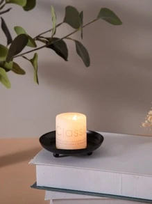 1pcNordic Iron Candlestick Creative Simple European Romantic Candle Cup Table Decoration Disc Candlestick, Suitable For LED Candles And Wax Candles, Spa, Bathroom, Wedding, Home Decoration, Gifts - Black - View 7