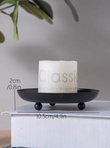 1pcNordic Iron Candlestick Creative Simple European Romantic Candle Cup Table Decoration Disc Candlestick, Suitable For LED Candles And Wax Candles, Spa, Bathroom, Wedding, Home Decoration, Gifts - Black - View 10