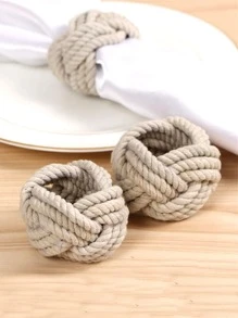 2 piezas Anillo de servilleta con diseño trenzado - Gris Claro - Ver 1