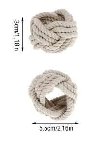 2 piezas Anillo de servilleta con diseño trenzado - Gris Claro - Ver 3