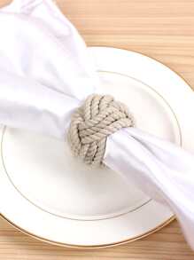 2 piezas Anillo de servilleta con diseño trenzado - Gris Claro - Ver 4