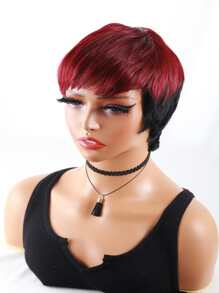 Tóc giả tổng hợp ngắn thẳng có tóc mái - Ombre - Xem 5