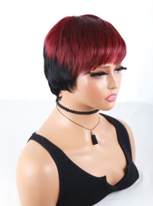 Tóc giả tổng hợp ngắn thẳng có tóc mái - Ombre - Xem 4