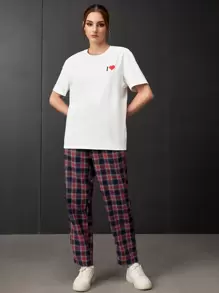 Manfinity Unisex Camisetas para hombres con corte ajustado, cuello redondo, mangas cortas, estampado gráfico, casual, para la primavera de San Valentín, de poliéster