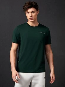 Manfinity 1pc Letter & Cartoon Graphic Tee - Dark Green - View 6