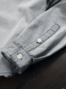 Manfinity Men Flap Pocket Denim Shirt Without Tee - Light Grey - View 6