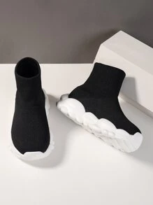 Kids High Top Slip On Sock Sneakers Casual Shoes - Black - View 3