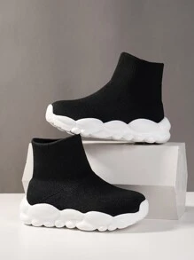 Kids High Top Slip On Sock Sneakers Casual Shoes - Black - View 6