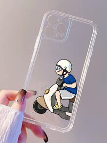 2pcs Couple Cartoon Figure Graphic Clear Phone Case - Multicolor - View 2