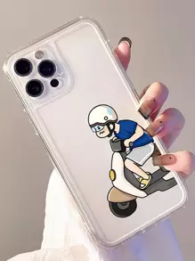 2pcs Couple Cartoon Figure Graphic Clear Phone Case - Multicolor - View 3