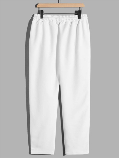 Guys Letter Patched Detail Drawstring Waist Sweatpants