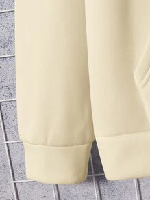 Manfinity RebelGame Men Letter Patched Kangaroo Pocket Drawstring Hoodie & Joggers - Apricot - View 3