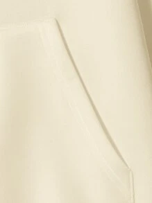 Manfinity RebelGame Men Letter Patched Kangaroo Pocket Drawstring Hoodie & Joggers - Apricot - View 4