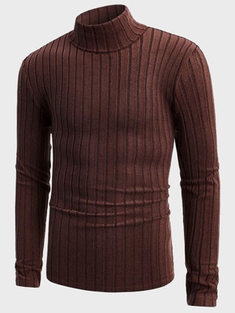 Manfinity ModaGents Sudadera casual de punto de manga larga con cuello alto en color liso para hombre