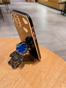 Phone Case With Astronaut Design Stand-Out Phone Grip - Black - View 4