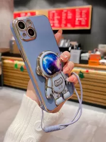 手機殼帶宇航員設計手機支架和手機掛繩 - 藍色 - 查看 1