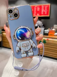 手機殼帶宇航員設計手機支架和手機掛繩 - 藍色 - 查看 2