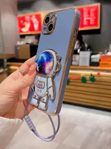 手機殼帶宇航員設計手機支架和手機掛繩 - 藍色 - 查看 3