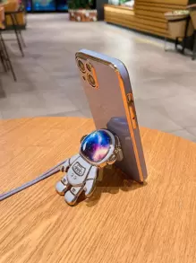 手機殼帶宇航員設計手機支架和手機掛繩 - 藍色 - 查看 4