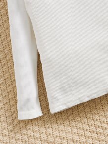 SHEIN Baby Letter Patched Detail Mock Neck Tee - White - View 4