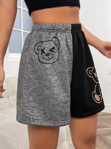 SHEIN EZwear Two Tone Cartoon Graphic Shorts - Multicolor - View 6