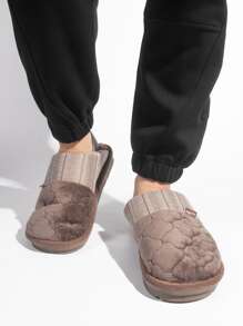 Men Letter Label Decor Bedroom Slippers - Brown - View 2