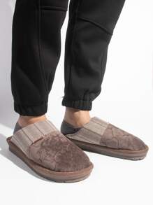 Men Letter Label Decor Bedroom Slippers - Brown - View 3
