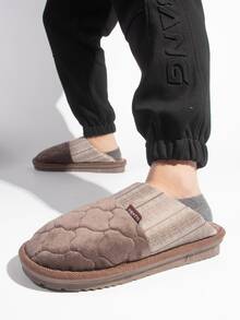 Men Letter Label Decor Bedroom Slippers - Brown - View 4