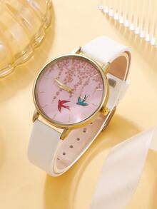 1 pieza con diseño de mariposa Reloj cuarzo & 1 pieza Pulsera - Blanco - Ver 3