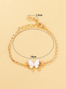 1 pieza con diseño de mariposa Reloj cuarzo & 1 pieza Pulsera - Blanco - Ver 5