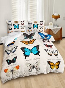 Set colcha sin relleno con patrón de mariposa - Multicolor - Ver 1