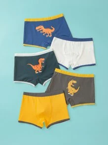 Young Boy 5pcs Dinosaur Print Boxer Brief - Multicolor - View 3