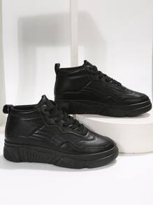 High Top Lace-up Front Skate Shoes - Black - View 3