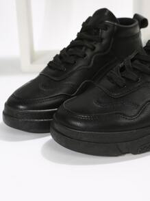 High Top Lace-up Front Skate Shoes - Black - View 4