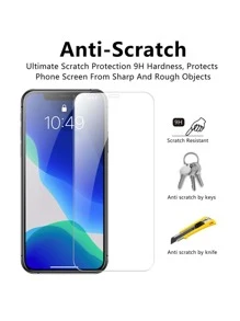 2片透明強化膜相容於 iPhone 15/15Pro/15Plus/15Promax - 無色 - 查看 3