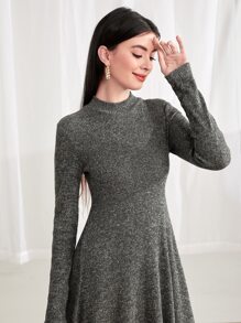 Mulvari 雜色針織小高領連衣裙不附腰帶 - 綠色 - 查看 3