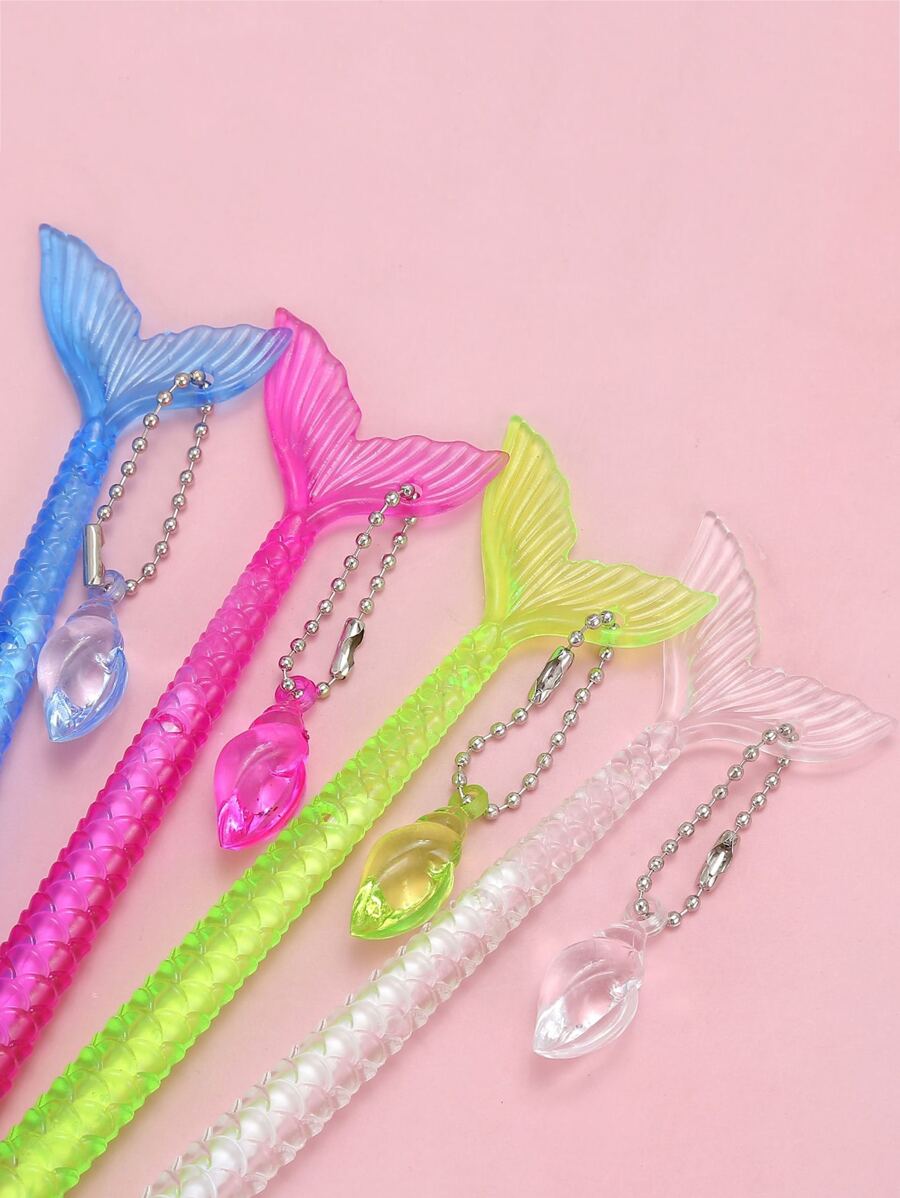 4入組美人魚尾設計隨機中性筆 - 彩色 - 查看 1