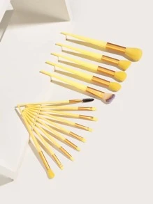 Bộ 14 cọ trang điểm kèm túi đựng, thêm chút lãng mạn với dụng cụ trang điểm màu hồng cho người mới bắt đầu, Bộ cọ, Bộ cọ trang điểm, Bộ cọ trang điểm, Bộ trang điểm hoàn chỉnh, Bộ cọ trang điểm, Bộ trang điểm hoàn chỉnh, Bộ cọ, Bộ cọ trang điểm, Bộ quà tặng trang điểm - Màu vàng - Xem 2