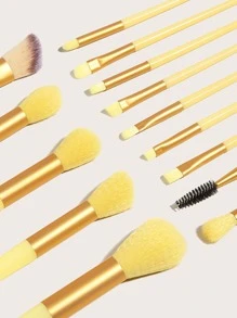 Bộ 14 cọ trang điểm kèm túi đựng, thêm chút lãng mạn với dụng cụ trang điểm màu hồng cho người mới bắt đầu, Bộ cọ, Bộ cọ trang điểm, Bộ cọ trang điểm, Bộ trang điểm hoàn chỉnh, Bộ cọ trang điểm, Bộ trang điểm hoàn chỉnh, Bộ cọ, Bộ cọ trang điểm, Bộ quà tặng trang điểm - Màu vàng - Xem 5