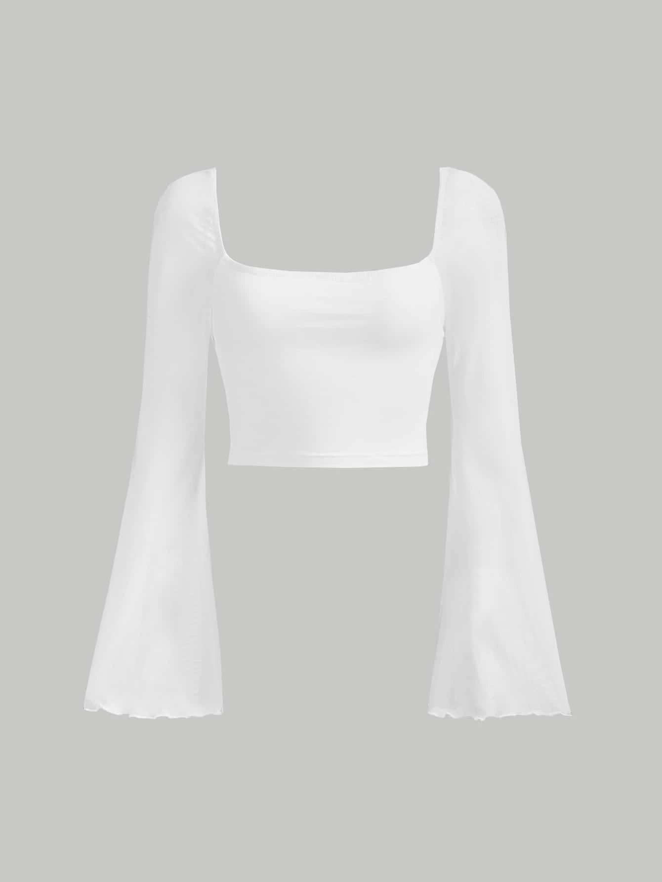 SHEIN MOD Camiseta unicolor de cuello cuadrado - Blanco - Ver 1