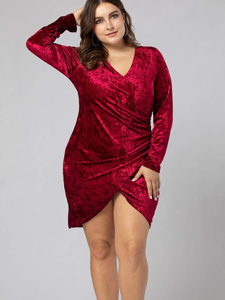 Plus Size Wrap Hem Bodycon Dress