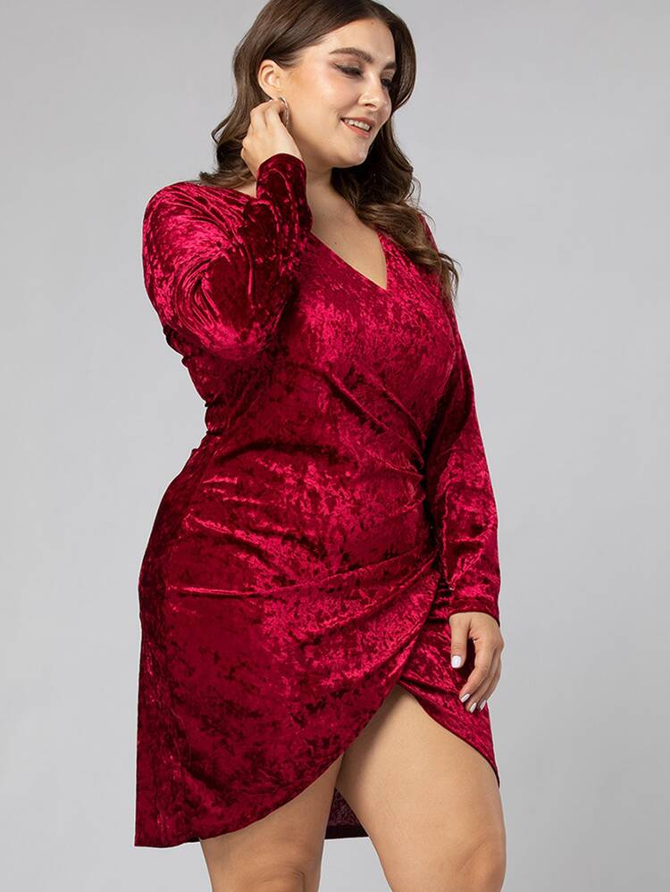 Plus Size Wrap Hem Bodycon Dress