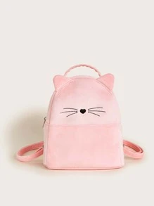 女孩卡通貓設計毛茸茸新奇後背包 - 粉色 - 查看 1