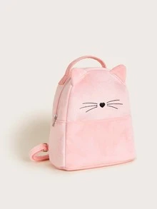 女孩卡通貓設計毛茸茸新奇後背包 - 粉色 - 查看 3