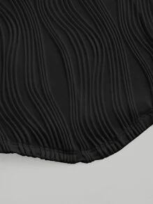 SHEIN MOD Square Neck Asymmetrical Hem Crop Tee - Black - View 4