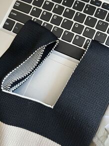 Girls Colourblock Crochet Bag Double Handle Medium - Black and White - View 3