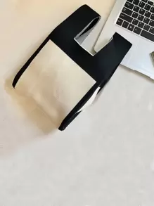 Girls Colourblock Crochet Bag Double Handle Medium - Black and White - View 4