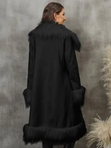 RELISH NOLESS 秋冬季女士时尚纯色蓬松拼布夹克 - 黑色 - 查看 2