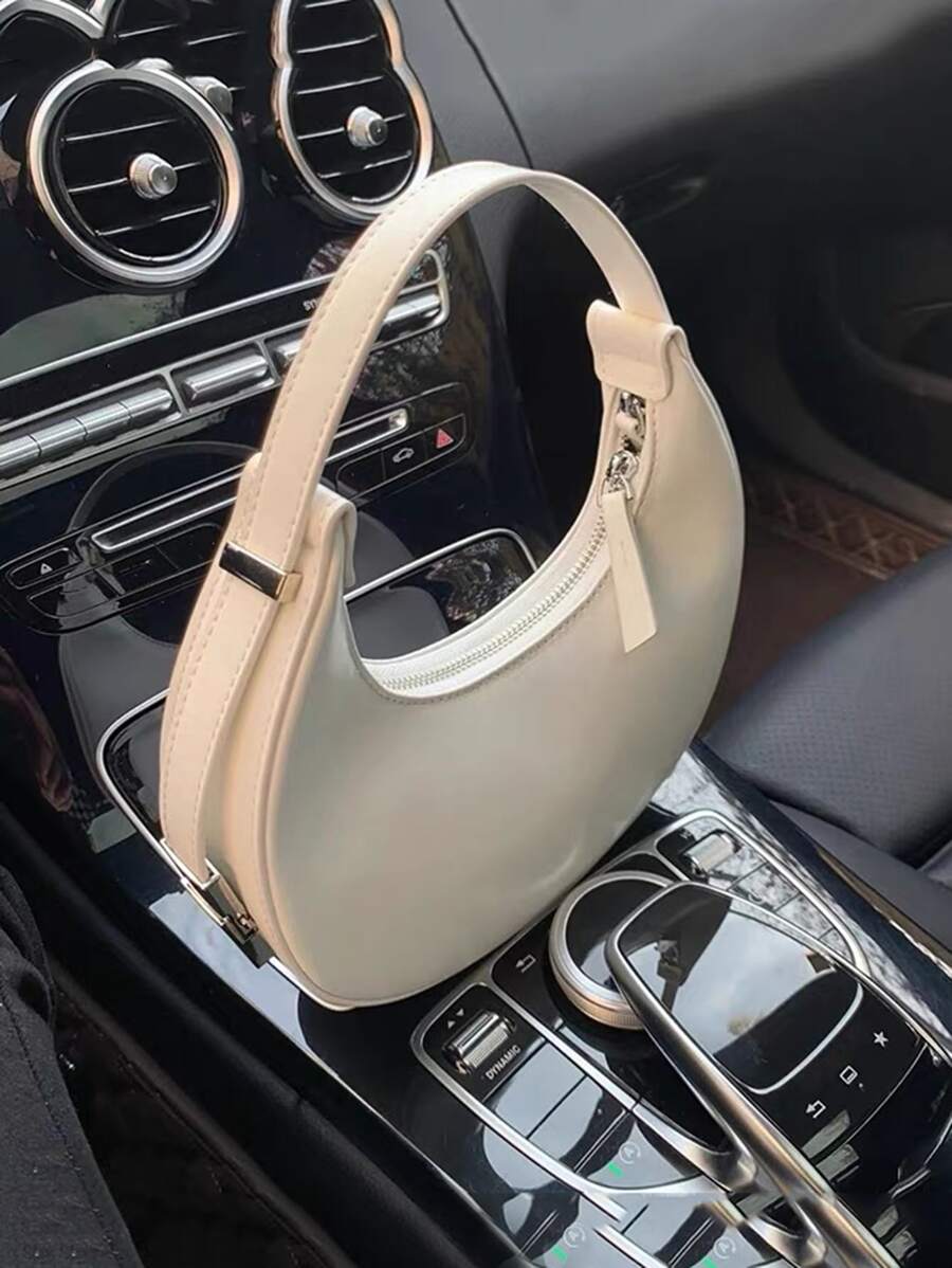 Thời trang mới Túi đeo chéo vai đa năng có thể tháo rời hình lưỡi liềm trong khí quyển đơn giản, để đi lại hàng ngày và đi chơi - trắng - Xem 1