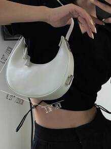 Thời trang mới Túi đeo chéo vai đa năng có thể tháo rời hình lưỡi liềm trong khí quyển đơn giản, để đi lại hàng ngày và đi chơi - trắng - Xem 4